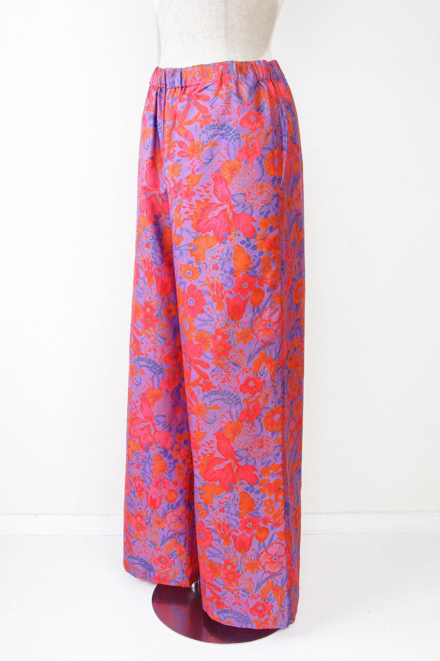 Wide Flow Pants / purple flower