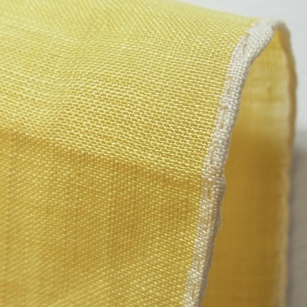 鮮やかな黄色のリネンハンカチ (ヴィンテージ)