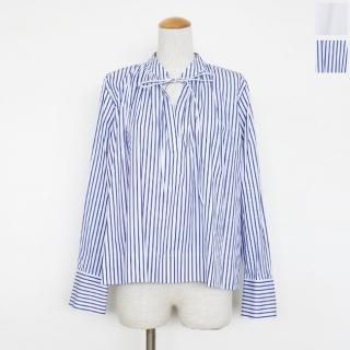 SALE [30%OFF] PASSIONE (パシオーネ) ブラウス リボンタイ ギャザー 長袖 Aライン ショート ストレッチ 416907 返品不可