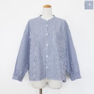 SALE [30%OFF] D.M.G (ドミンゴ) シャツ ワイドシルエット 先染めブロード ストライプ BIGポケット バンドカラー 16-0752X 返品不可