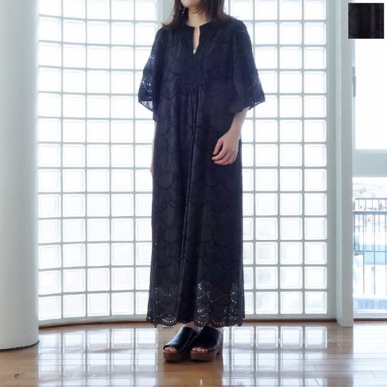 SALE [30%OFF] ne Quittez pas (ヌキテパ) ロング ワンピース ヘムラレース Cotton Voile Dot Hemla  Dress 010400CB1 返品不可 - INEYA JR逗子駅前 海のある街のセレクトショップ