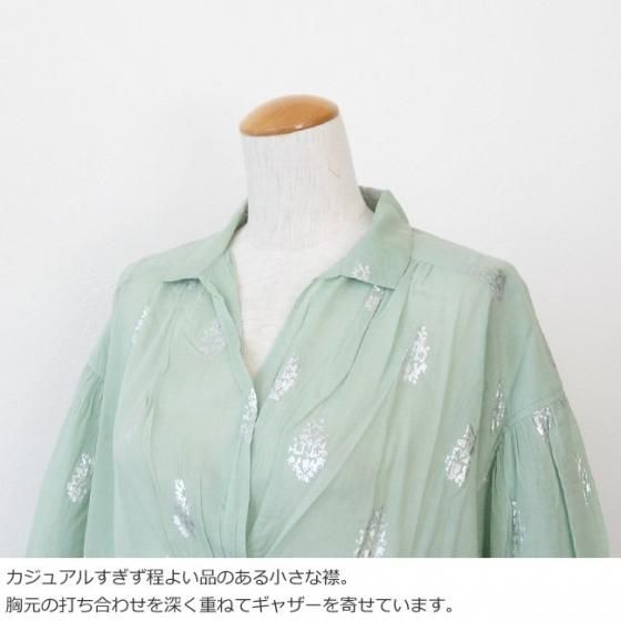 ne Quittez pas (ヌキテパ) ブラウス 箔フラワープリント 長袖 ne Quittez pas (ヌキテパ) ブラウス 箔フラワープリント 長袖