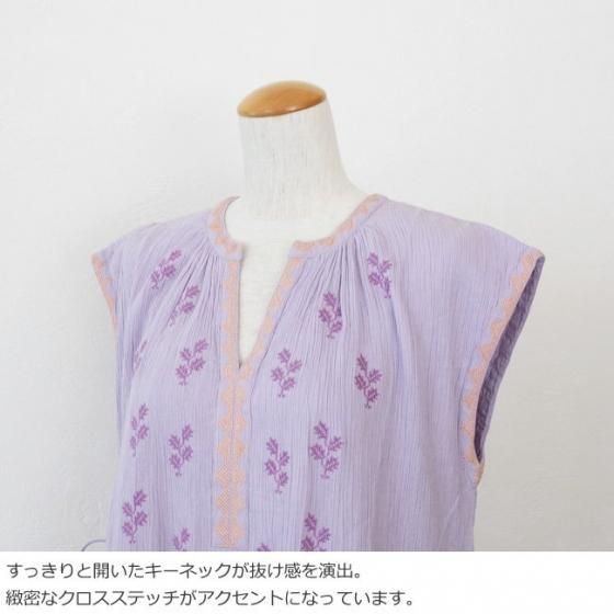 ヌキテパ　半袖ワンピース NE QUITTEZ PAS!（ヌキテパ）の「NE QUITTEZ PAS/コットンボイル