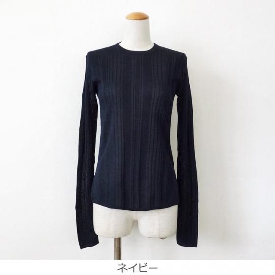 SALE [30%OFF] BRAHMIN (ブラーミン) ニット 14G ランダムリブ ラメ クルーネック サイドスリット 長袖 B90351 返品不可 SALE [30%OFF] BRAHMIN (ブラーミン) ニット 14G ランダムリブ