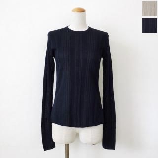 SALE [30%OFF] BRAHMIN (ブラーミン) ニット 14G ランダムリブ ラメ クルーネック サイドスリット 長袖 B90351 返品不可