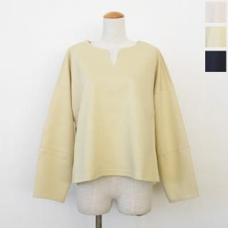 Le Melange (ルメランジュ) キーネック ダンボールニット ドロップショルダー 長袖 サイドスリット 8511001 ◇
