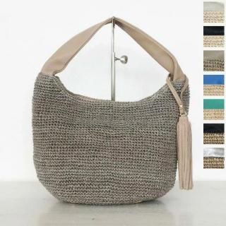 VIOLAd'ORO (ヴィオラドーロ) タッセル アバカ 牛革 ワンハンドル かご