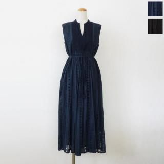 ne Quittez pasヌキテパ【美品】 青とストライプのVネックワンピース ne quittez pas ヌキテパ ボイルストライプ Vネック ワンピース