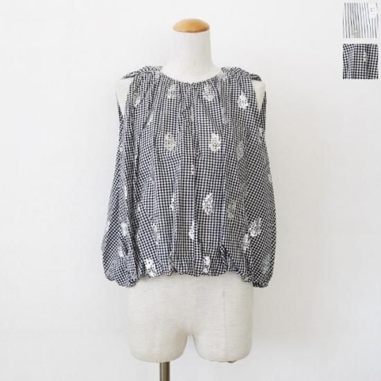 ヌキテパ】Poplin Foil Print Balloon Top