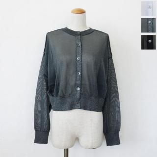 SALE [30%OFF] anana (アナナ) カーディガン クルーネック ラメ シアー ドロップショルダー 長袖 ショート丈 セットアップ対応 a41-008 返品不可 anana (アナナ) カーディガン クルーネック ラメ シアー