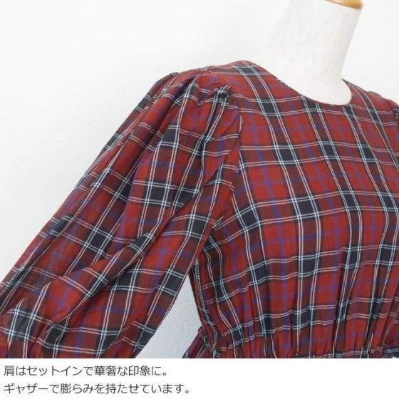 ne Quittez pas (ヌキテパ) チェック ロング ワンピース Cotton