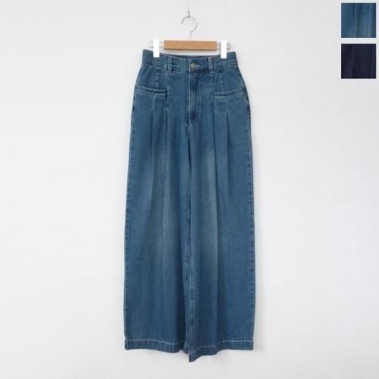 PASSIONE (パシオーネ) ワイドパンツ ツータック バックウエスト