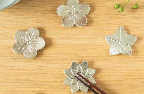 母の日　プレゼント　能作 桜 梅 桔梗 コスモス 蓮 箸置 5ヶセット 花ばな フラワー 錫 100% 日本製 