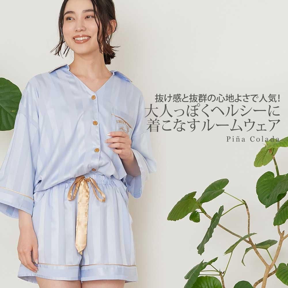 ルームウェア 半袖 上下セット ピニャコラーダ サテン レディース パジャマ ジェニファーパメラ 5分袖 パイナップル ショートパンツ Jennifer Pamela