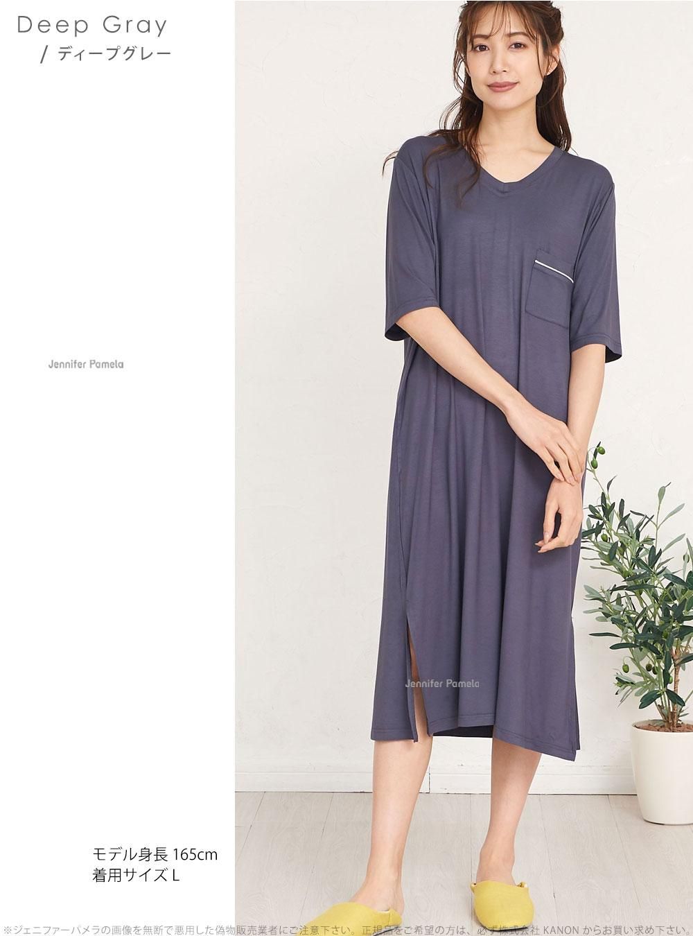 Jennifer Pamela レディース ワンピース 半袖 リーネアス ジェニファーパメラ チャコールグレー 春 夏 秋 リラックスワンピース シンプル