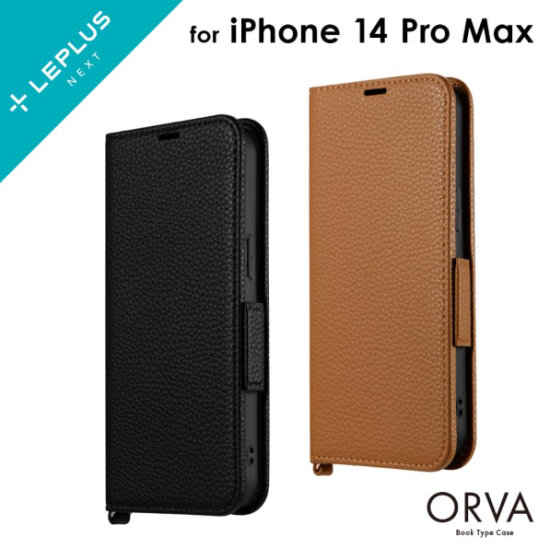 【Phone 14 Pro Max】  本革風レザーフラップケース 「ORVA」 (ハンドストラップ付属) 商品画像
