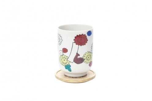 お花の湯のみ 菊 コースター付 Kutani Seal オンラインショップ お花の湯のみ 菊 コースター付 Kutani Seal オンラインショップ