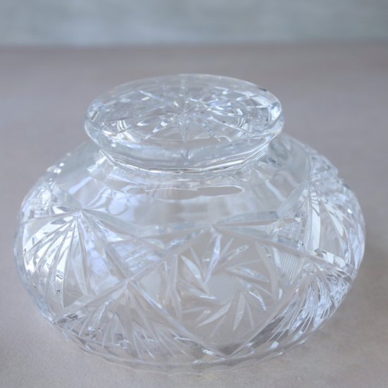 英国製ローズボウルLarge〈カットガラス〉花器