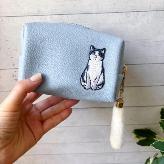 感謝価格　SALE ワイヤーポーチ　海と猫柄　人気　コスメポーチ　ハンドメイド 感謝価格 SALE ワイヤーポーチ 海と猫柄 人気 コスメポーチ