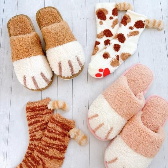 sugar.C beauty]ネコ足スリッパ＆しっぽソックスセット - Maison de