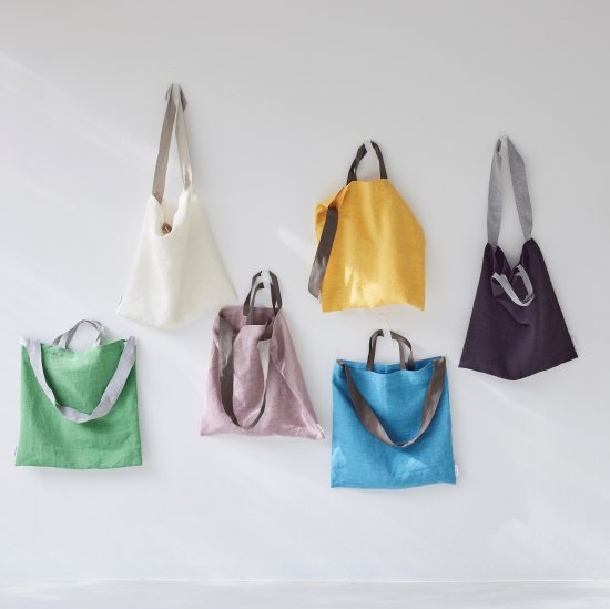 スクエアバッグ　リネン　/　square bag linen - SUNNY  LOCATIONの公式ショッピングサイトです。リネンやオリジナルテキスタイルなど素材にこだわったエプロン・バッグ・ファブリック雑貨をご案内します。