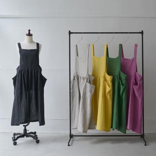 ピナフォアエプロン FF pinafore apron FF フラッフィリネン/ピンク