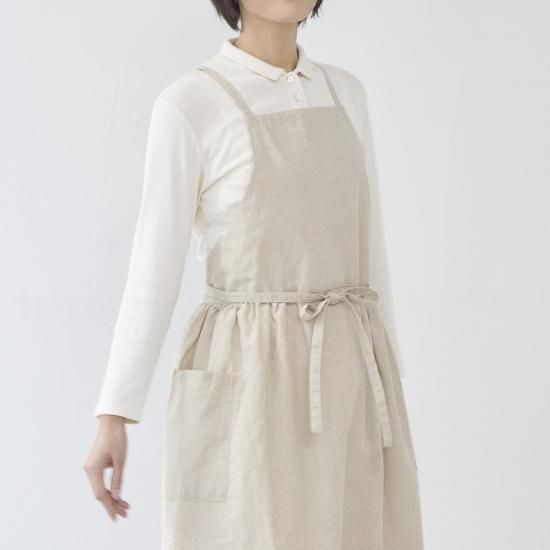 ワンピースエプロン onepiece apron | コットンリネン/ブラック