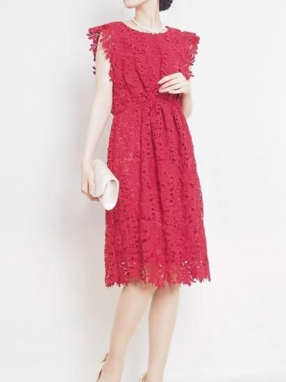 ケミカルレースドレス 赤 トレンドのドレスをレンタル トレンドレン Trendren 結婚式やパーティーに