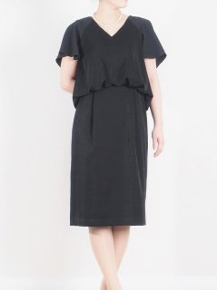 フレアースリーブドレス（ブラック）（Sサイズ）【DR0353】