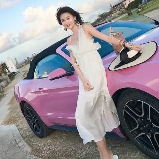 ロングワンピース 大きいサイズ  夏新作 夏物 ロングワンピース ゆったりバックコンシャス Vネックティアード リゾートワンピース XS.S.M.L.XL 新作 オルチャン リゾート
