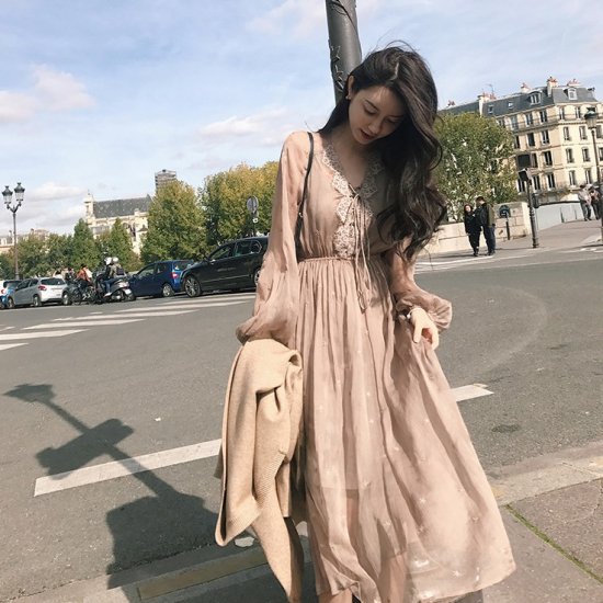 レース ロングワンピース 女性 春服 夏服 かわいい | repositor.umm.ac.id