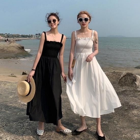 大きいサイズ ロングワンピース ロングワンピ ゆったり ロングワンピース 新作 バックコンシャス キャミワンピース キャミワンピ 2色 新作 ロングワンピース リゾートワンピース 韓国プチプラファッション専門店 Leaflower リーフラワー