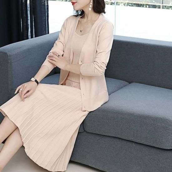 ニットワンピース カーディガン セット プリーツワンピース ニットワンピ プリーツワンピ ミモレ丈 秋服 秋 ニットワンピース カーディガン セット プリーツワンピース ニットワンピ 韓国プチプラファッション専門店 Leaflower リーフラワー ニットワンピース カーディガン セット プリーツワンピース ニットワンピ プリーツワンピ ミモレ丈 秋服 秋 ニットワンピース カーディガン セット プリーツワンピース ニットワンピ 韓国プチプラファッション専門店 Leaflower リーフラワー