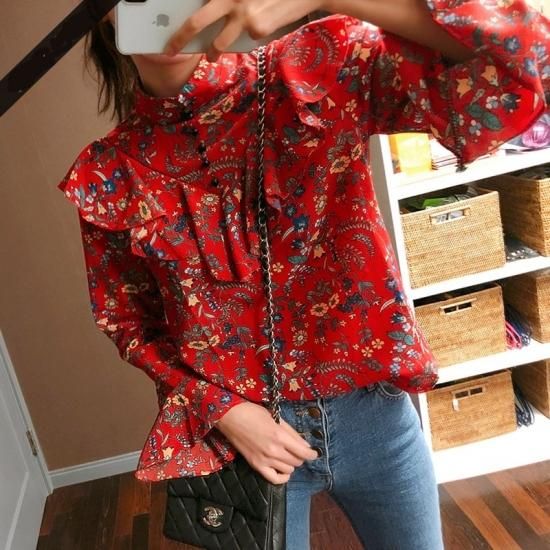 ダズリン 長袖 花柄 ニット チェックスカート 赤 白 秋服 冬服 かわいい m56406507684_1.jpg?1755525498