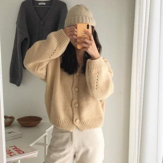 カーディガン ニットカーディガン レディース アウター Vネック ニット ジャケット 大きいサイズ 秋冬新作 秋 秋色 秋服 秋sale 韓国 トレンド ゆったり カーディガン ニットカーディガン 韓国プチプラファッション専門店 Leaflower リーフラワー