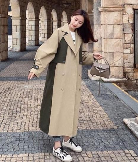トレンチコート ロングコート レディース アウター バイカラー
