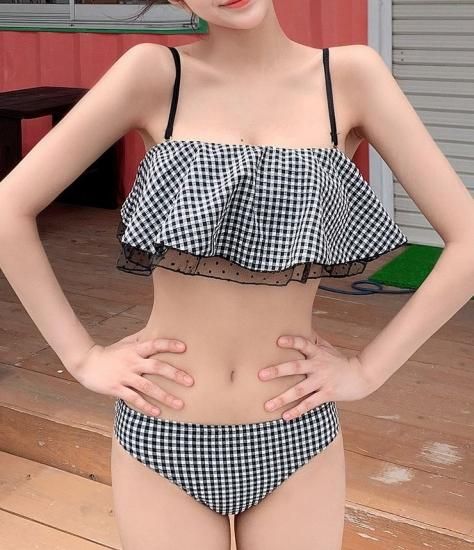 水着 タンキニ ビキニ ワンピース 体型カバー バック レースアップ チェック 水玉 フリル ワンピース水着 大きいサイズ ワンピース 水着 レディース 大人可愛い 夏 新作 水着 ビキニ ワンピース - プチプラ韓国ファッション 可愛いお呼ばれワンピース プチプラオルチャンワンピース通販|