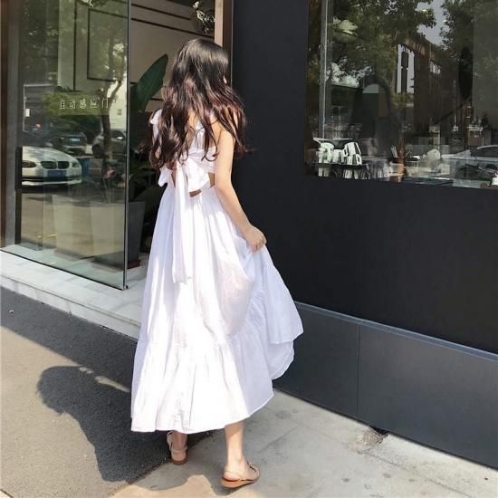 ワンピース ロング 春 夏 Aライン 大きいサイズ きれいめ 白 黒