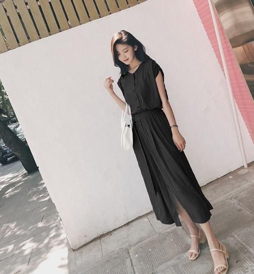 ワンピース ワンピ レディース Vネック フレンチスリーブ ロングワンピース ロング丈 ウエストマーク 大きいサイズ 可愛い 夏ワンピ 春 夏 新作  春服 夏服 sale ゆったり ワンピース ワンピ - プチプラ韓国ファッション 可愛いお呼ばれワンピース プチプラオルチャンワンピース通販|