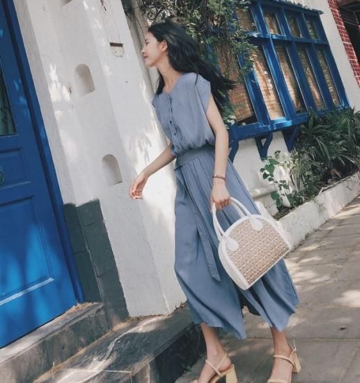 ワンピース ワンピ レディース Vネック フレンチスリーブ ロングワンピース ロング丈 ウエストマーク 大きいサイズ 可愛い 夏ワンピ 春 夏 新作  春服 夏服 sale ゆったり ワンピース ワンピ - プチプラ韓国ファッション 可愛いお呼ばれワンピース プチプラオルチャンワンピース通販|