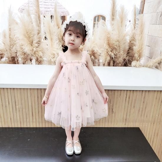 子供服 女の子 ワンピース ワンピ かわいい キラキラ スター ラメ チュールスカート キャミワンピ プリンセスドレス 2カラー 春 夏 新作 春服 夏服 Sale 子供服 女の子 ワンピース ワンピ 韓国プチプラファッション専門店 Leaflower リーフラワー