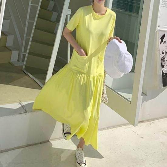 ロングワンピース ワンピース レディース カジュアル クルーネック 半袖 カットソー ロングワンピ ワンピース 大きいサイズ 春 夏 新作 春服 夏服 Sale ゆったり ロングワンピース ワンピース プチプラ韓国ファッション 可愛いお呼ばれワンピース プチプラオルチャン