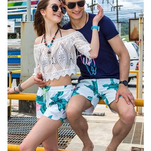 水着 ペア ビーチパンツ メンズ レディース 2点セット カップル ペアルック ペア水着 お揃い サーフパンツ 総柄 おしゃれ リゾート 水着 ペア ビーチパンツ メンズ レディース 2点セット プチプラ韓国ファッション 可愛いお呼ばれワンピース プチプラオルチャン