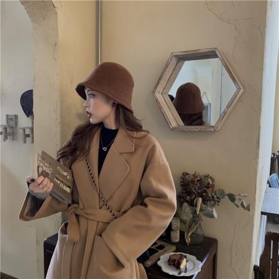 ロングコート レディースロングコート ベルト付きロングコート