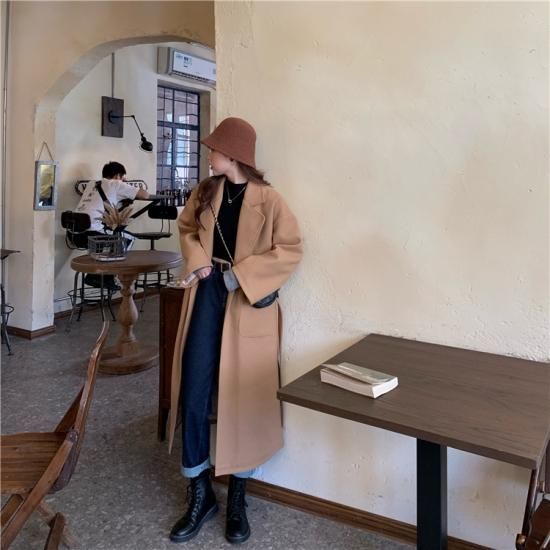 ロングコート レディースロングコート ベルト付きロングコート