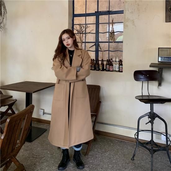 ロングコート レディースロングコート ベルト付きロングコート