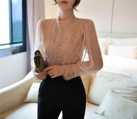 ブラウス レディース 白 シャツ 長袖 シフォン レース トップス 春 夏 可愛い ブラウス レディース 白 シャツ 長袖 シフォン レース トップス 春 夏 可愛い 韓国プチプラファッション専門店 Leaflower リーフラワー