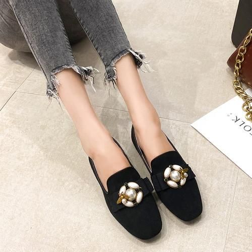パンプス レディースパンプス レディース ローヒール ローヒールパンプス スクエアトゥ ぺたんこ 疲れにくい 歩きやすい 走れる 履きやすい 痛くない ビジュー パンプス レディースパンプス 韓国プチプラファッション専門店 Leaflower リーフラワー