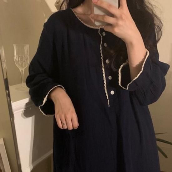 ルームウェア パジャマ ワンピース ロング丈 長袖 ルームウェア フリル レース 春夏 部屋着 韓国 ファッション ルームウェア パジャマ ワンピース ロング丈 長袖 ルームウェア フリル レース 韓国プチプラファッション専門店 Leaflower リーフラワー ルームウェア パジャマ ワンピース ロング丈 長袖 ルームウェア フリル レース 春夏 部屋着 韓国 ファッション ルームウェア パジャマ ワンピース ロング丈 長袖 ルームウェア フリル レース 韓国プチプラファッション専門店 Leaflower リーフラワー