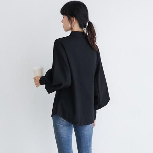 ブラウス レディース ノーカラー シャツ ボリューム 袖 シンプル 無地 ハイネック 韓国 ファッション ボリュームスリーブ ブラウス レディース ノーカラー シャツ ボリューム 袖 シンプル 無地 - プチプラ韓国ファッション 可愛いお呼ばれワンピース プチプラオルチャンワンピース通販|